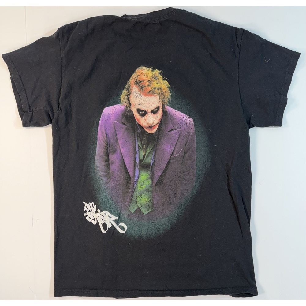 Dark Knight Joker Shirt Medium Black Heath Ledger Batman Movie Tee
